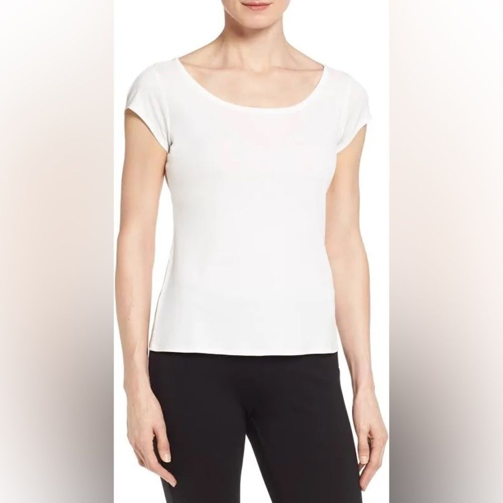 Eileen Fisher NWT Scoop Neck Silk Tee Soft White size small $118